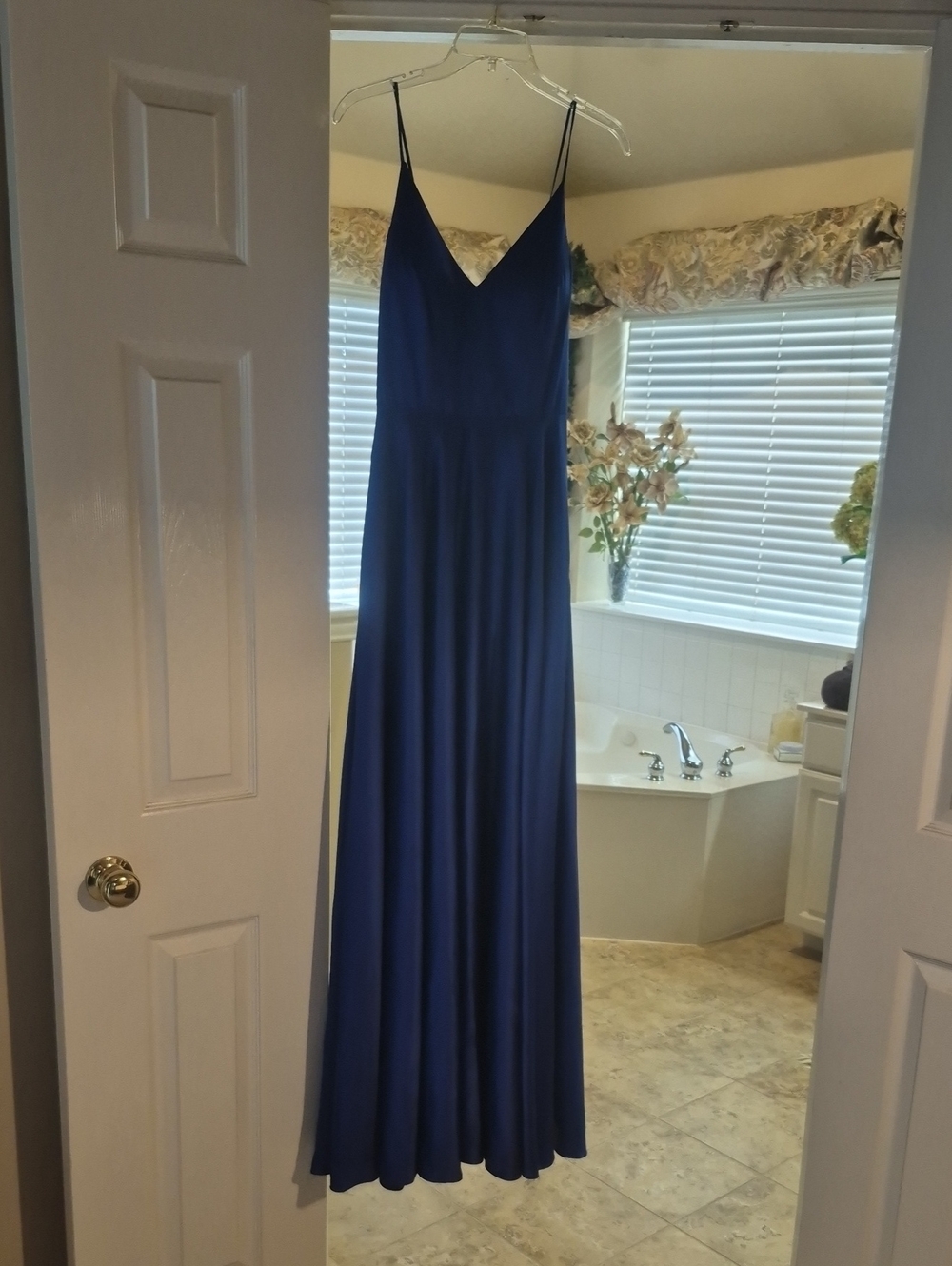 B Darlin Royal Blue V-Neck Spaghetti Strap Maxi Dress